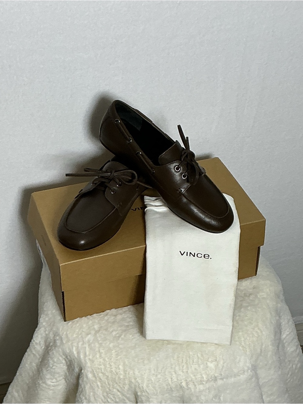 Vince Brown Leather Lace-Up Loafers / Boat Shoes - Size 7 - Picture 5 of 7
